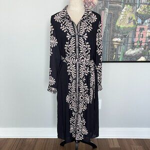 NWT Elie Tahari Black w/Cream Print Dress L